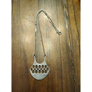 Signed Coro MCM Modernist Costume Jewelry Necklace Chain Pendant ~24"